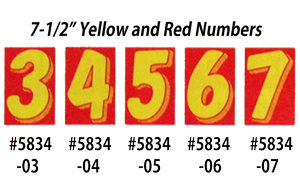 Yellow & Red Number Window Stickers #5834-XX