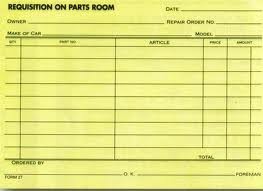 Parts Requisition Forms