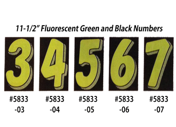 Fluorescent Green and Black Number Window Stickers
