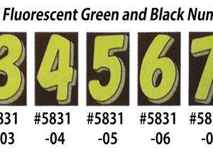 Fluorescent Green Black Number Window Stickers