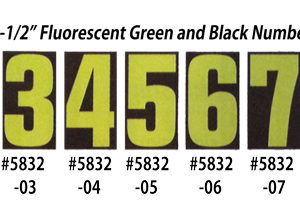 Fluorescent Green & Black Number Window Stickers